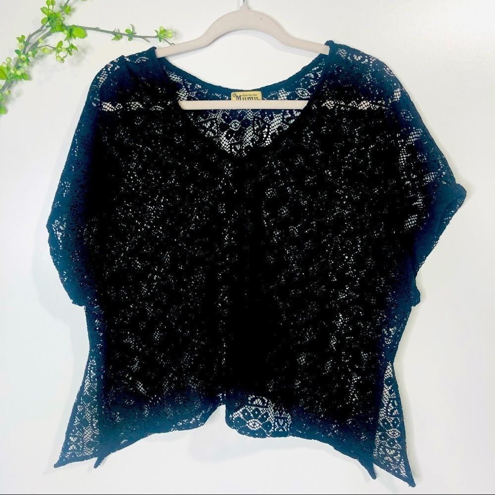 Show Me Your Mumu Black Crochet Lace Crop Shirt